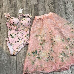 Floral Pink Sheer Skirt